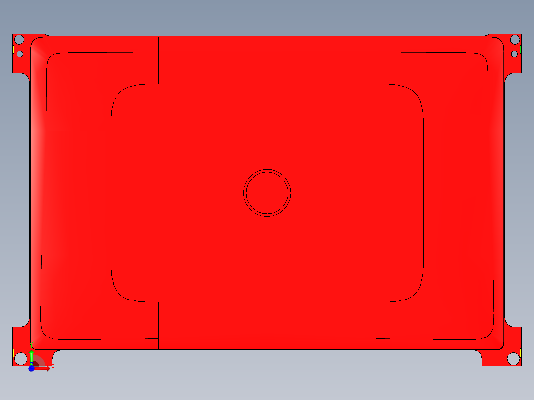 冲压件平板外壳精铣外观面UG编程程序模型前视图