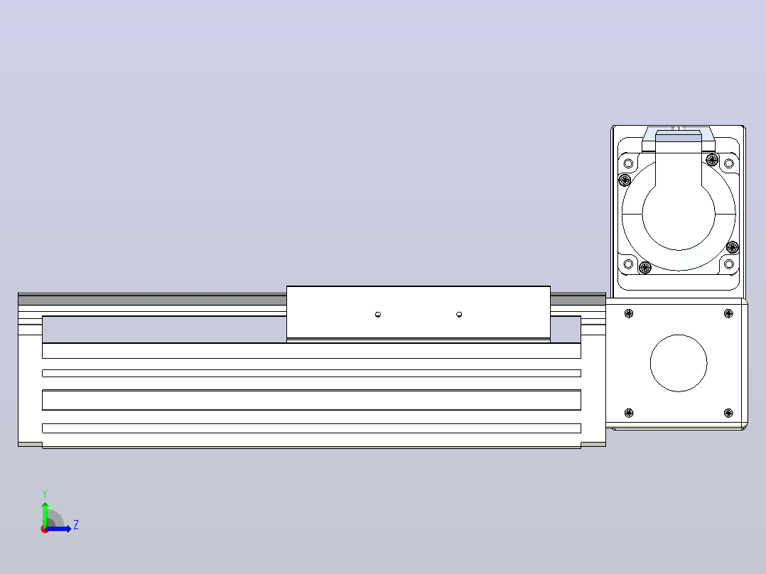 皮带直线轴半封闭可选导轨TPA-HNB-140D-120-L50-RU-Y-P40-N3左视图
