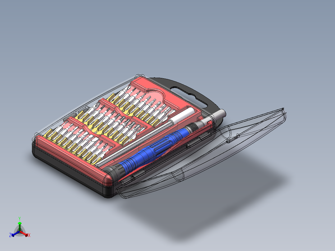 家用手动螺丝刀套装正等轴测图