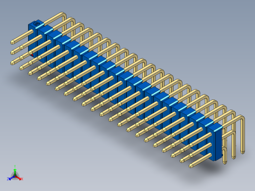 彩色公排针 100mil 2.54mm 系列-DS1022_blue_3x21p_100mil_TypeD_rev1.0