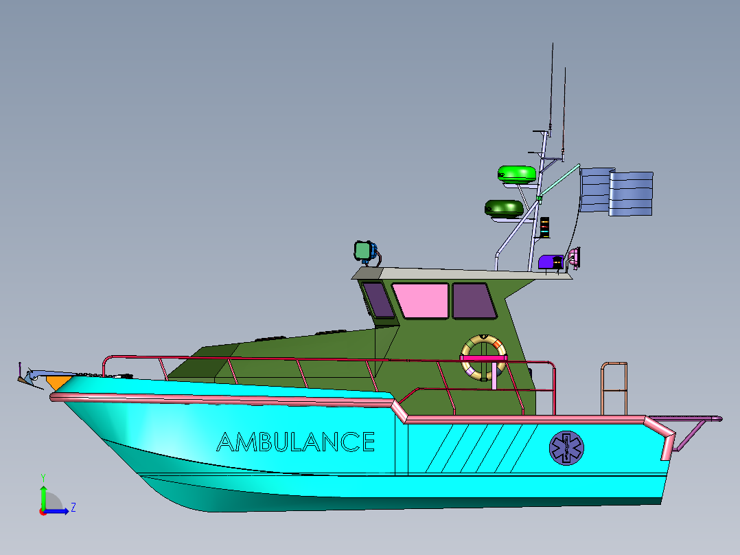 警用巡逻执法快艇左视图