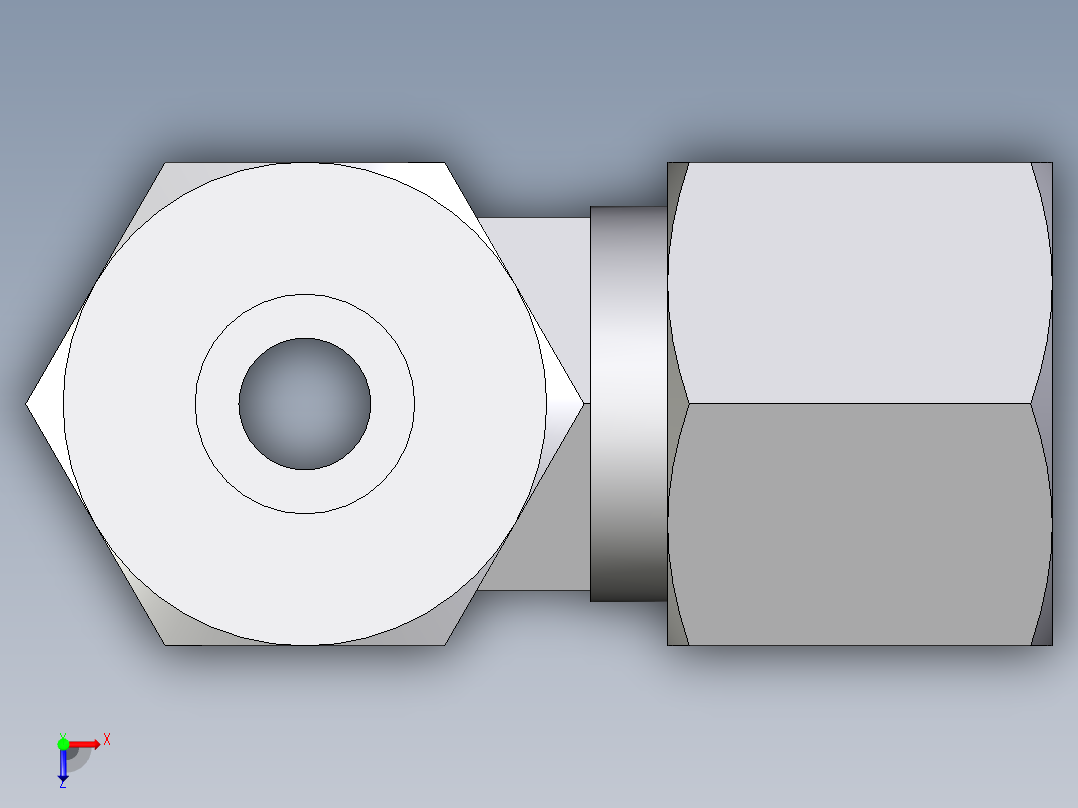 卡套式工业通用硬管接头EO_Swivel_nut_run_tee_EL10ZS71俯视图