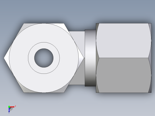 卡套式工业通用硬管接头EO_Swivel_nut_run_tee_EL10ZS71俯视缩略图