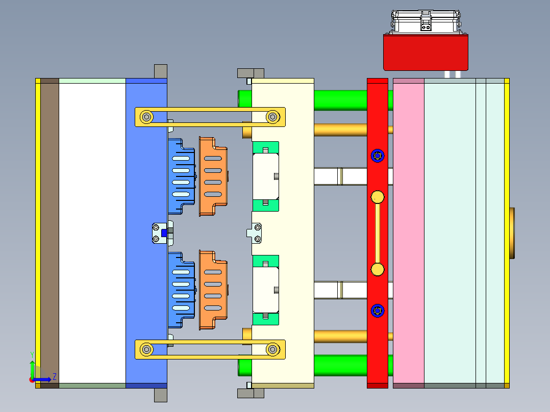 盖模（热流道和滑块型腔）左视图