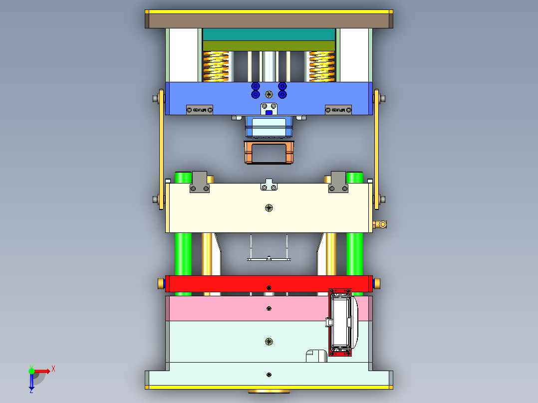 盖模（热流道和滑块型腔）俯视图