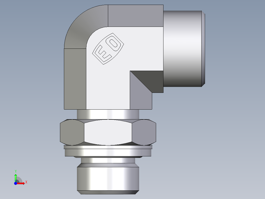 卡套式工业通用硬管接头EO_Adjustable_Locknut_elbow_WEE15LMOMDCF前视图
