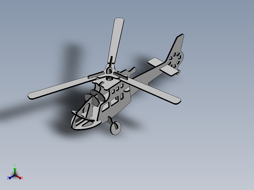 激光下料拼图直升机AutoCAD, Parasolid, SOLIDWORKS 2016