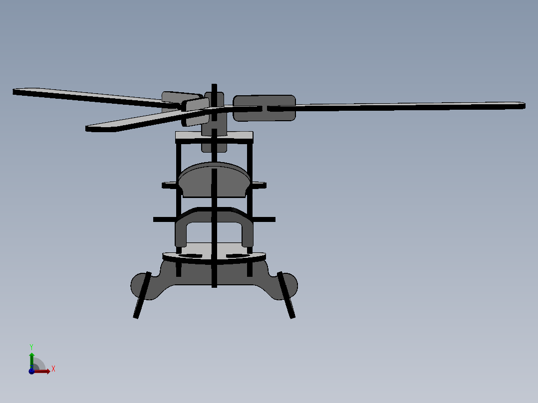 激光下料拼图直升机AutoCAD, Parasolid, SOLIDWORKS 2016前视图