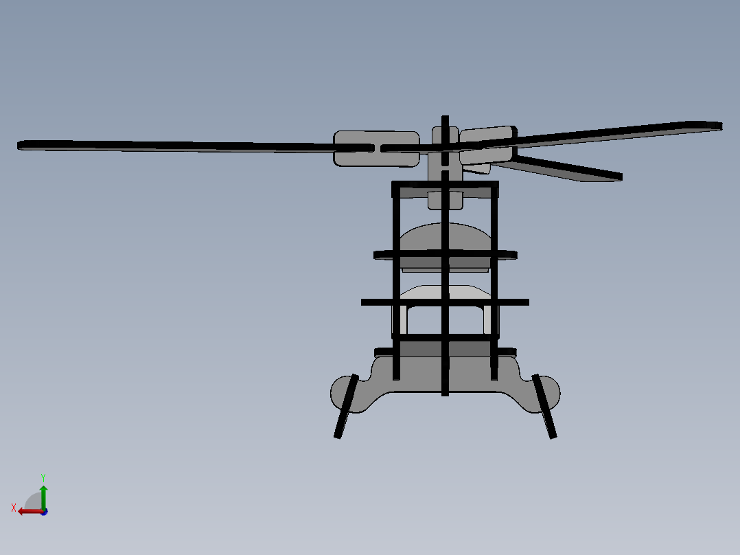 激光下料拼图直升机AutoCAD, Parasolid, SOLIDWORKS 2016后视图