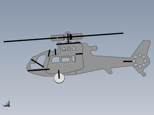 激光下料拼图直升机AutoCAD, Parasolid, SOLIDWORKS 2016右视缩略图