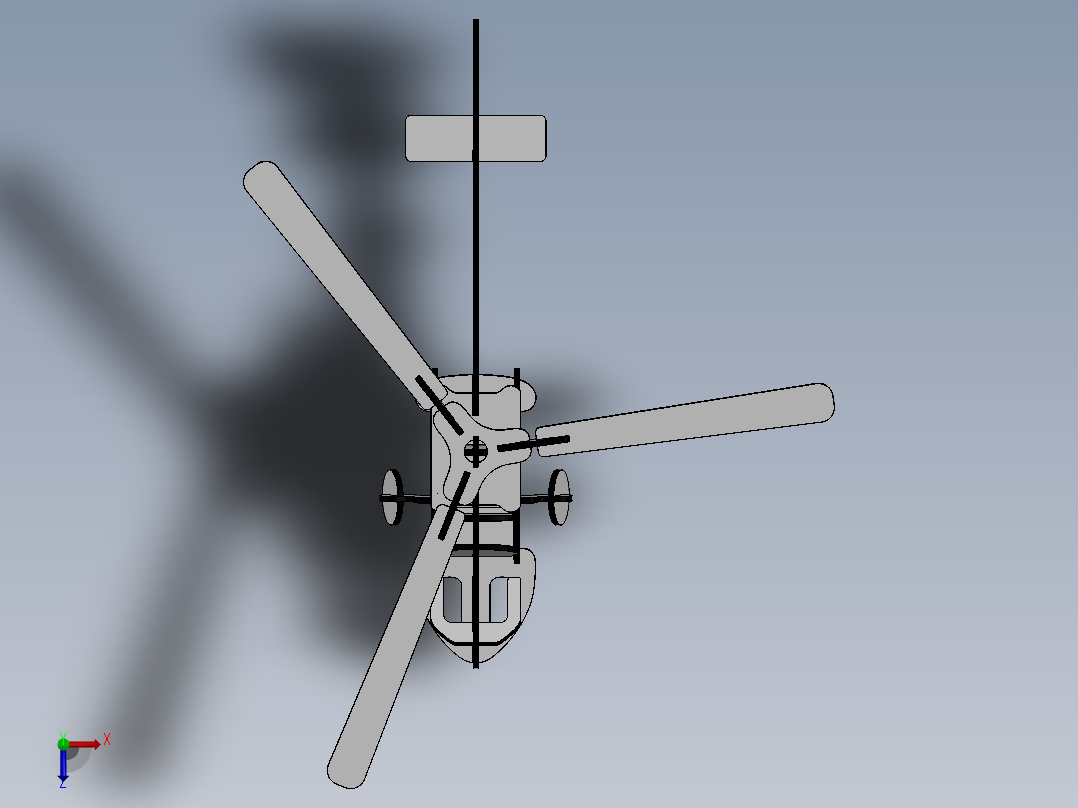 激光下料拼图直升机AutoCAD, Parasolid, SOLIDWORKS 2016俯视图