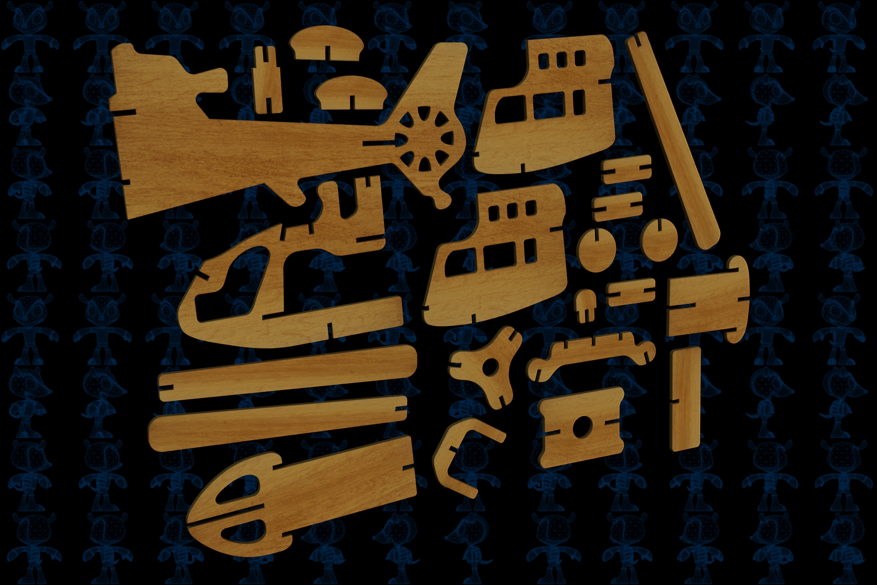 激光下料拼图直升机AutoCAD, Parasolid, SOLIDWORKS 2016