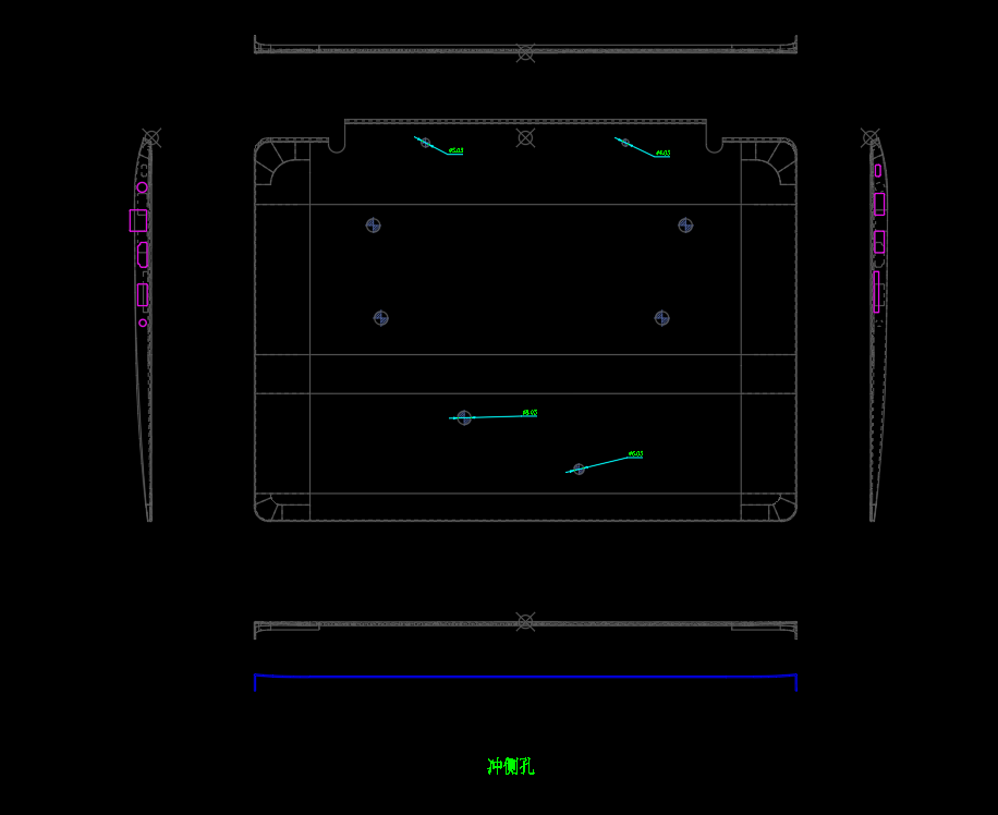 笔记本C壳面板冲侧孔模具设计图