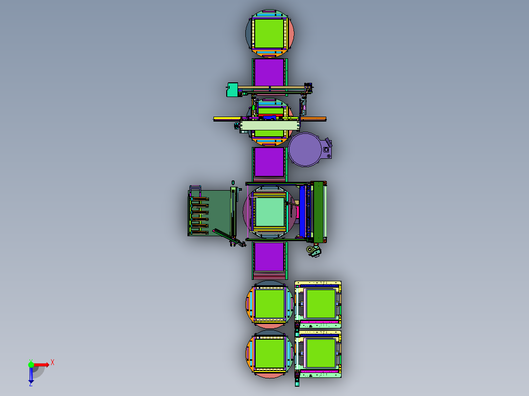 托盘码垛附角覆膜包装线俯视图