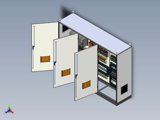 三柜组装双电源630A正装刀开关plc控制柜 55321