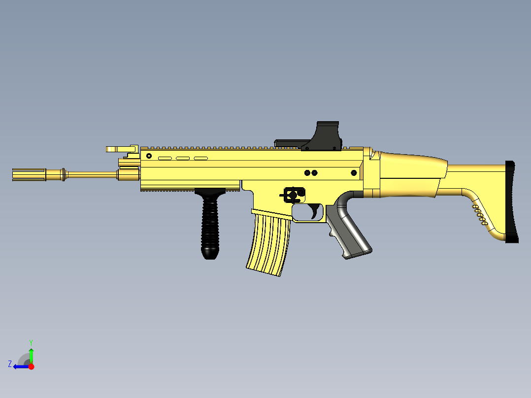 手枪左轮冲锋枪老式狙击步枪设计3D图纸fn-scar-mk16-with-eotech-scope SW STP右视图