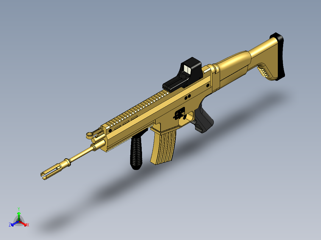 手枪左轮冲锋枪老式狙击步枪设计3D图纸fn-scar-mk16-with-eotech-scope SW STP正等轴测图