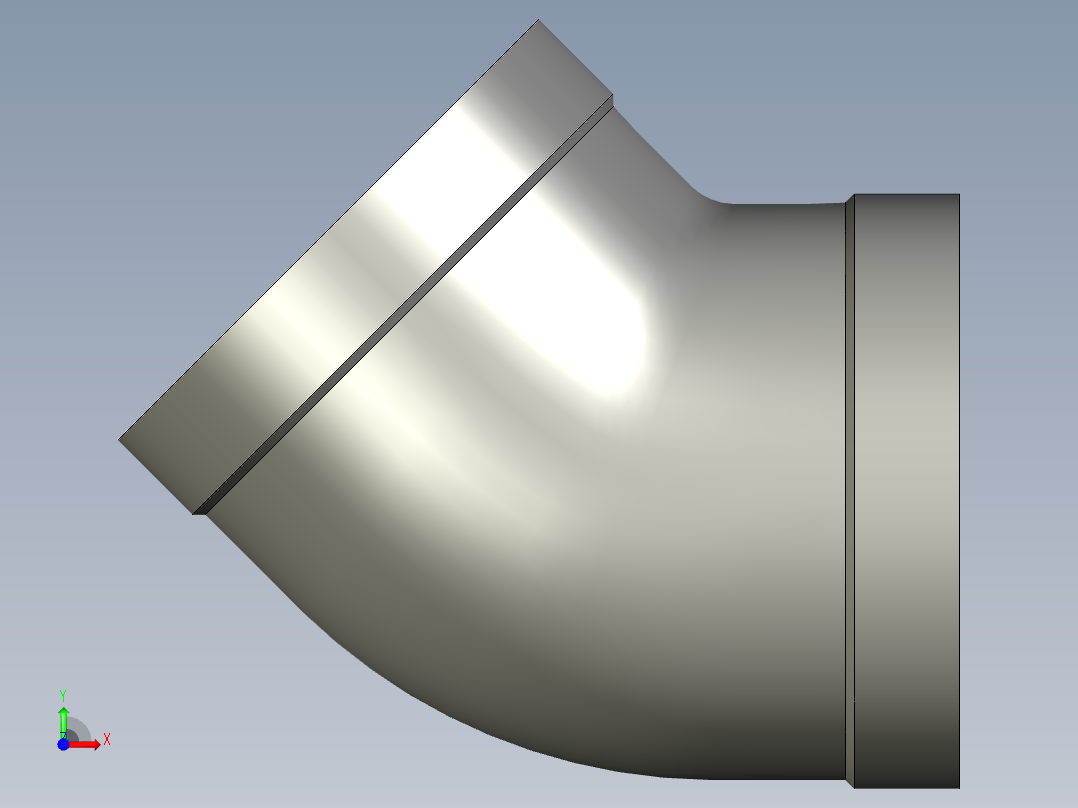 螺纹管弯头-45°等径  DN50前视图