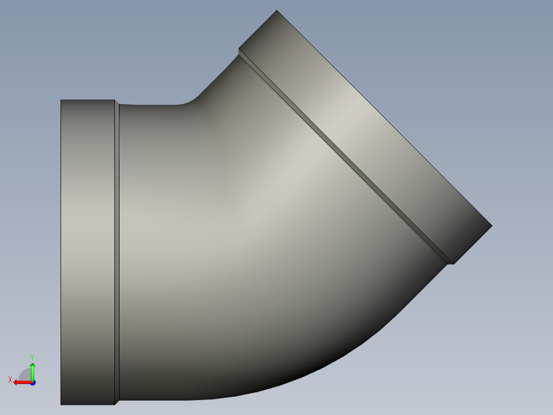 螺纹管弯头-45°等径  DN50后视图