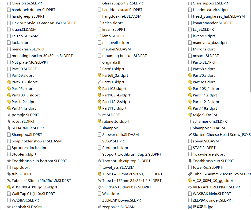 浴室配件 3D模型SolidWorks三维设计图