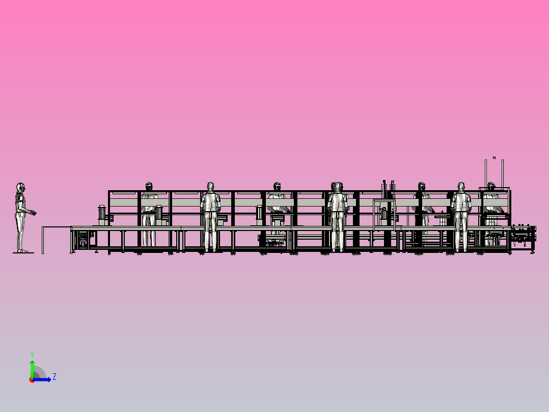 电机组装线（电机定子、转子、罩壳组装流水线）左视图