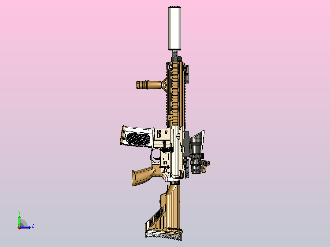 HK-416D建模模型左视图