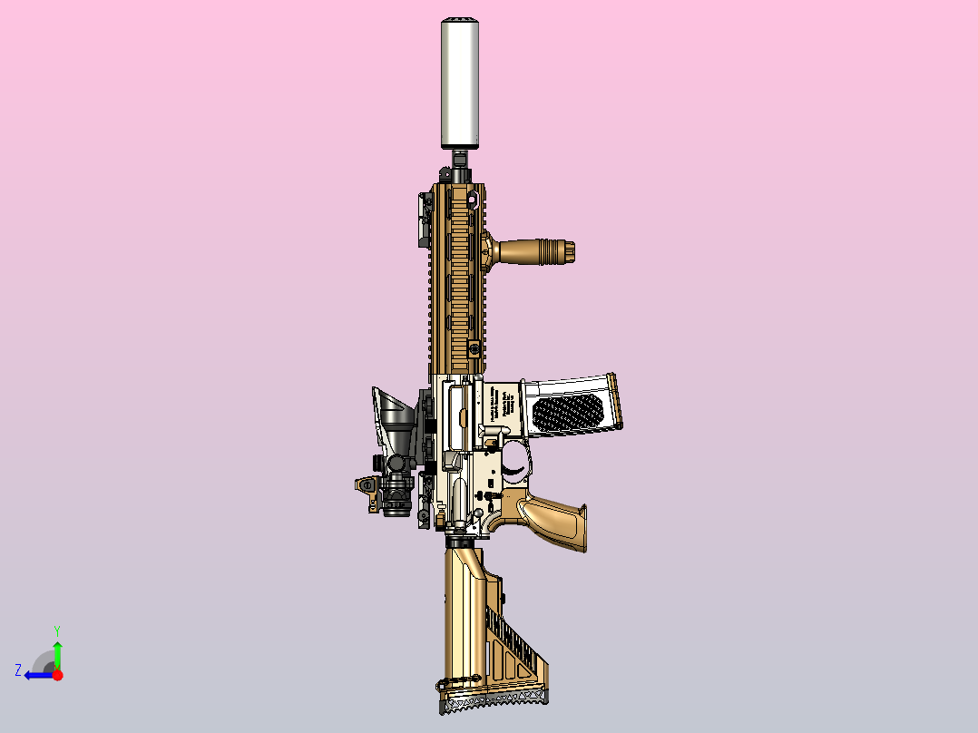 HK-416D建模模型右视图