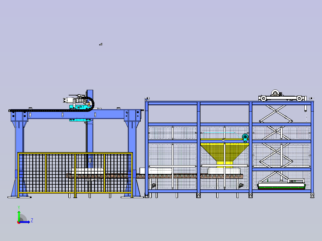 龙门桁架机械手搬运拆袋左视图