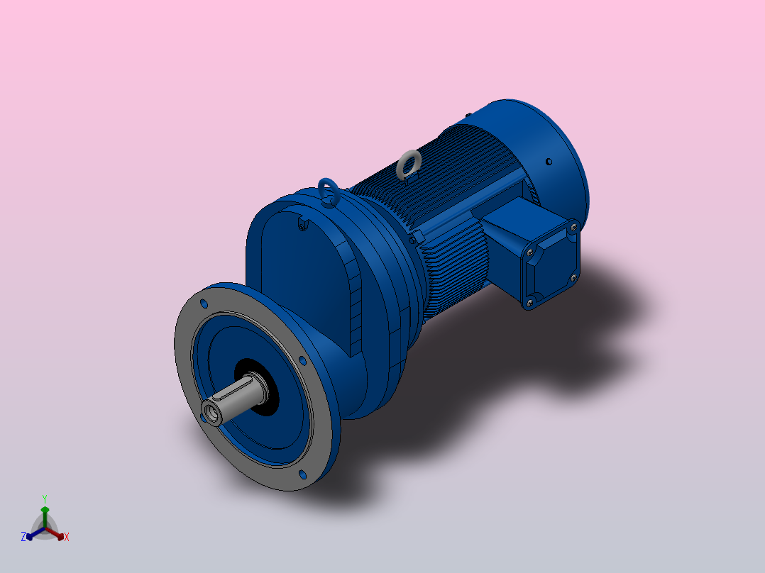 RXF87法兰轴伸式安装斜齿轮减速机RX87-Y3-4P-100-M1-0°-Φ300正等轴测图
