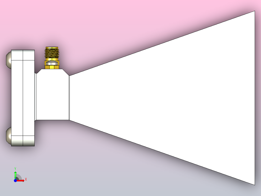 2至8 GHz (S波段至C波段)双脊喇叭3D打印宽带天线前视图