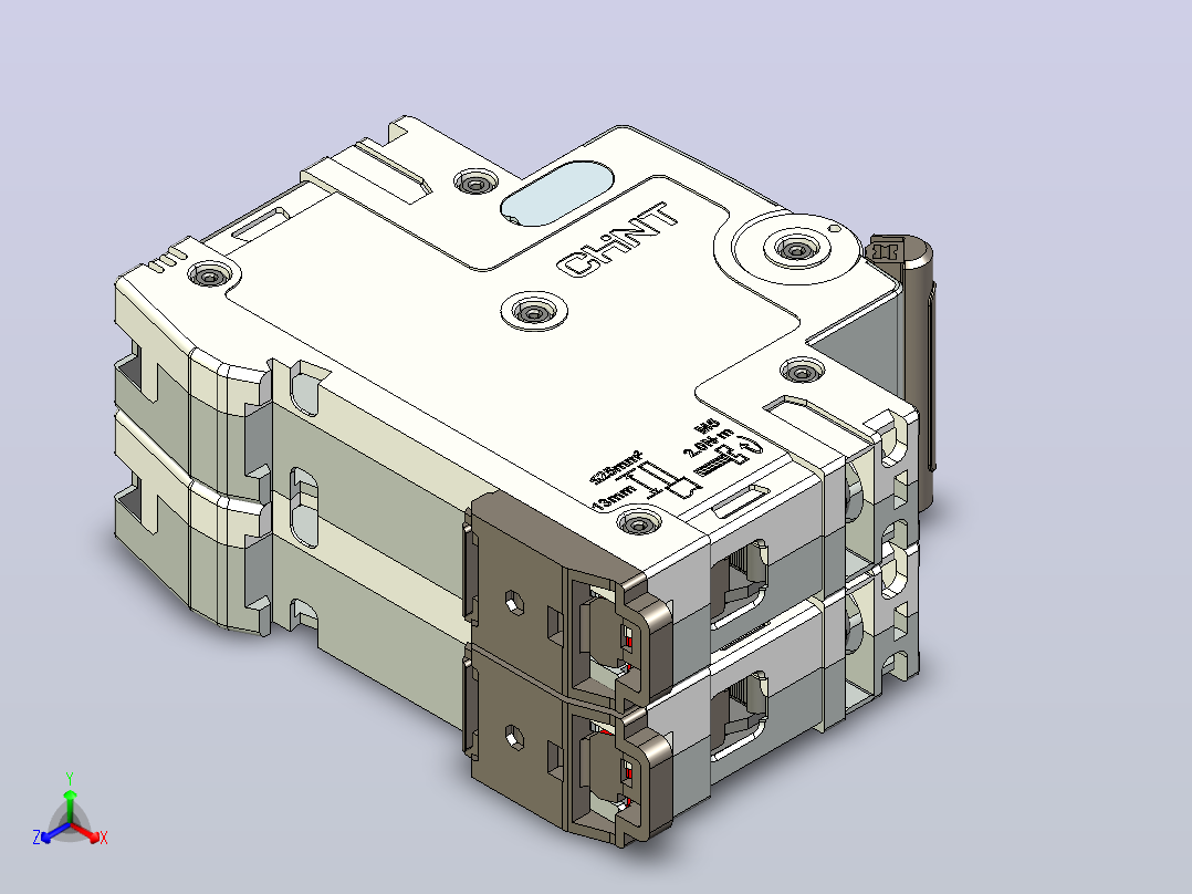 NB8-63H 2P小型断路器三维模型202306主视图