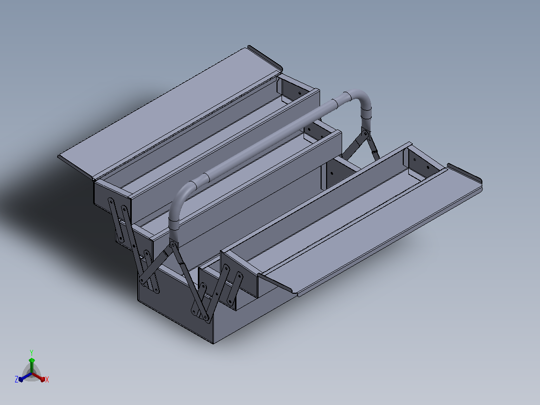 便携可折叠收纳箱3D数模图纸 Solidworks设计正等轴测图