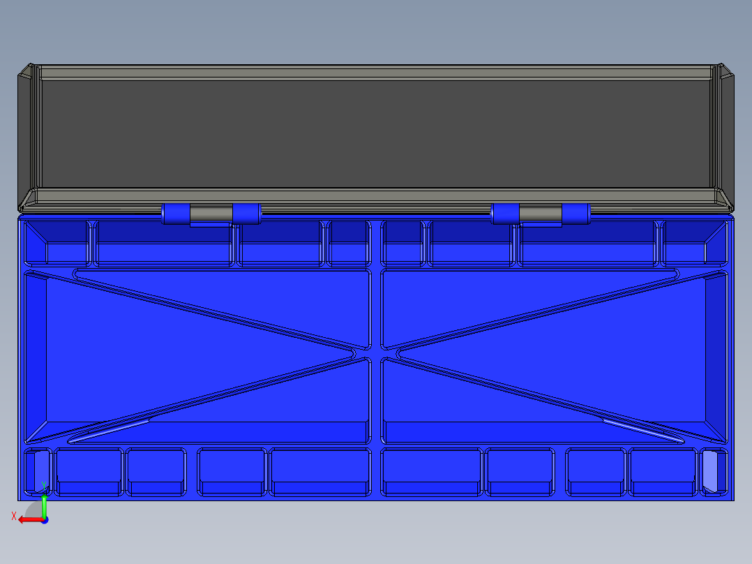 塑料翻盖箱模型后视图