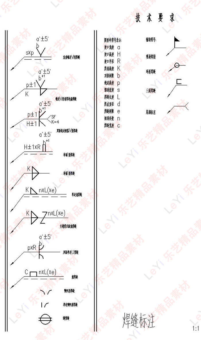 CAD焊接符号库机械设计CAD图纸焊接资料学习素材