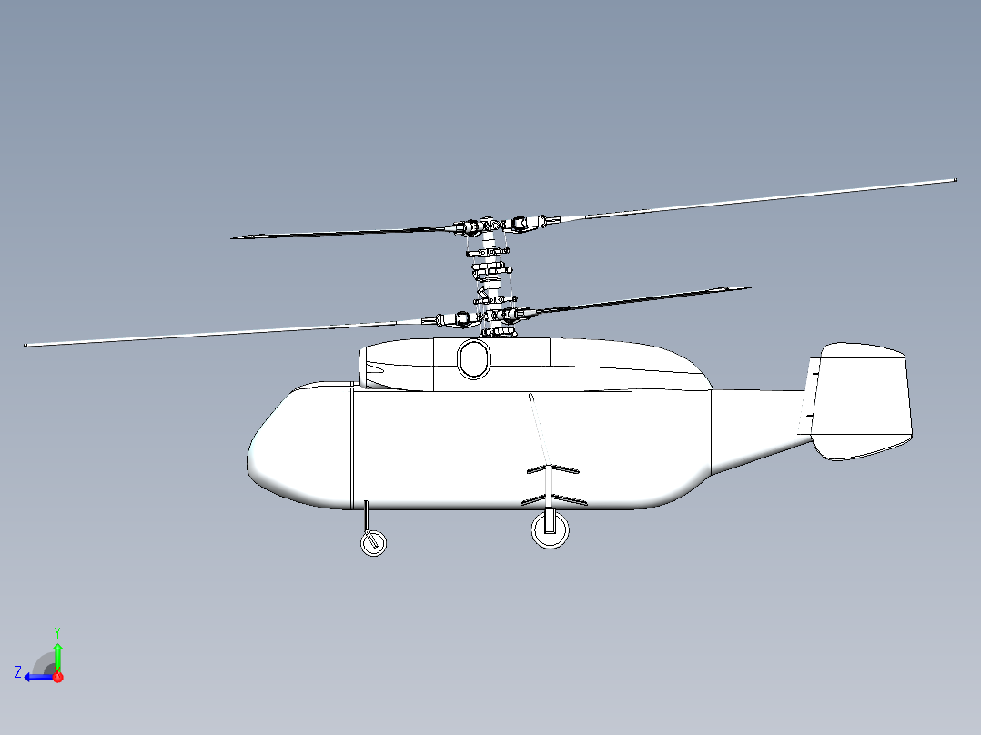 solidworks 卡莫夫直升机右视图