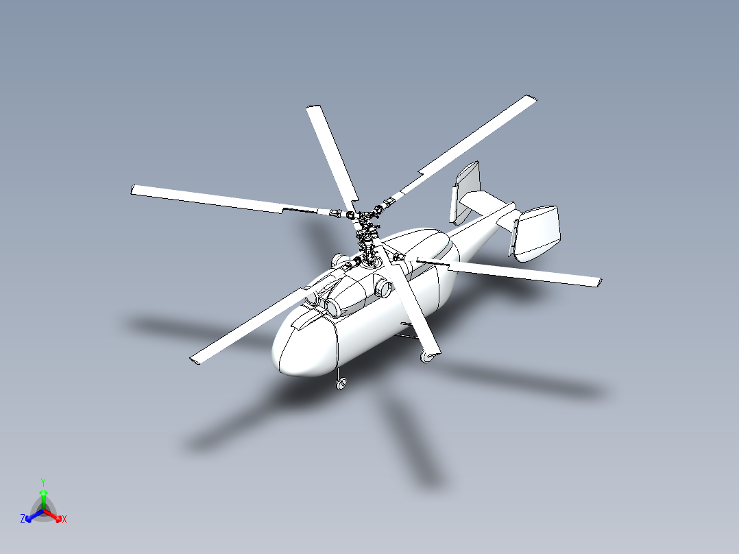 solidworks 卡莫夫直升机正等轴测图