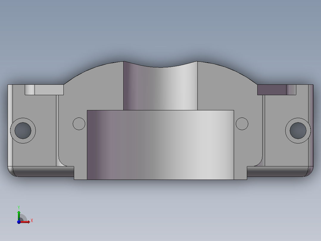 Q118-右轴承座组件机械加工工艺及夹具设计【轴承盖铣面+轴承座镗孔】【三维零件】前视图