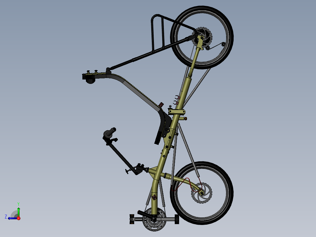 46---折叠式卧式单车sw2016三维图纸模型设计图纸右视图