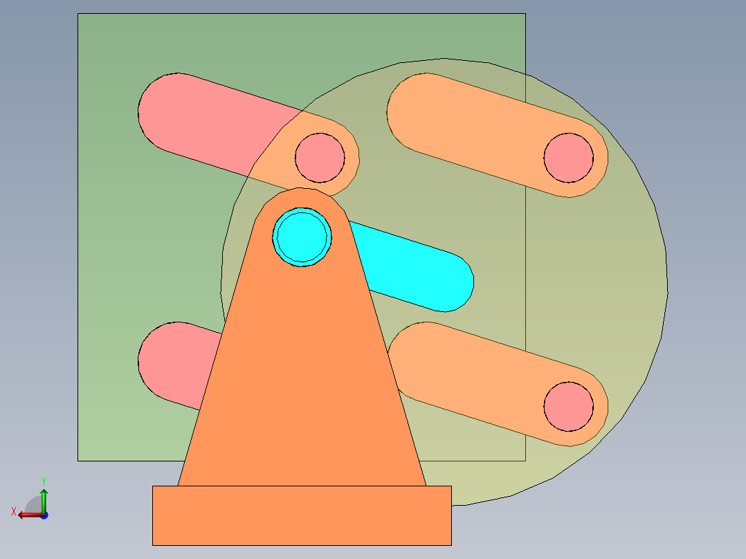 曲柄驱动四组四杆机构后视图