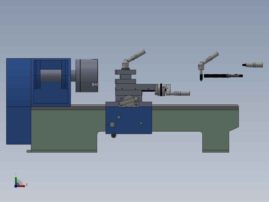 D180x300V车床模型3D图纸 Solidworks设计前视图