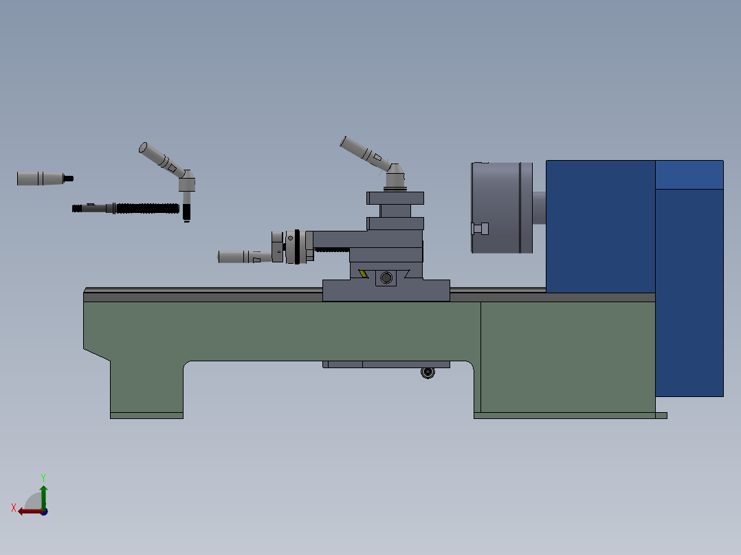 D180x300V车床模型3D图纸 Solidworks设计后视图