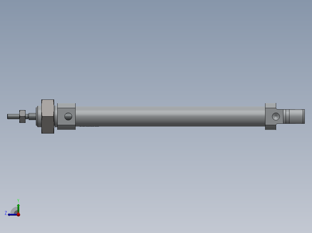 气动微圆柱气缸直径8x100和10x80mm右视图