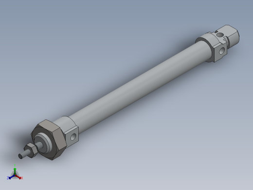 气动微圆柱气缸直径8x100和10x80mm正等轴测缩略图