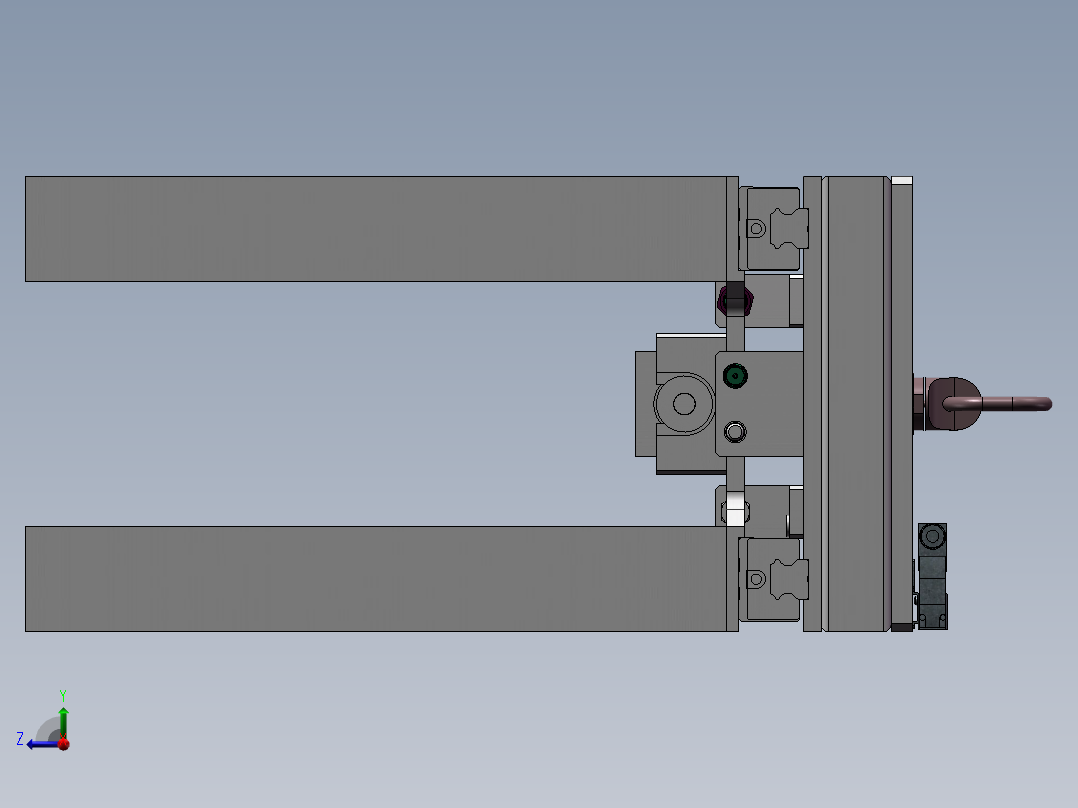 一种箱体夹爪右视图