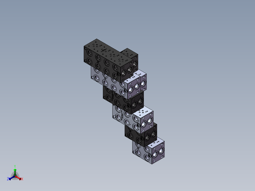 8款歧管模块化模型正等轴测图