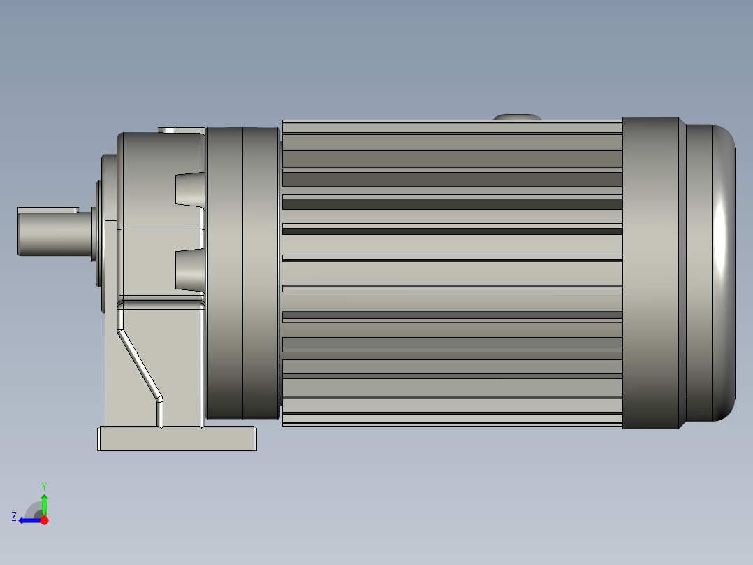 GH卧式附三相单相铝壳刹车缩框型齿轮减速马达GH-18-200W-50-A-G1-LT-HO右视图