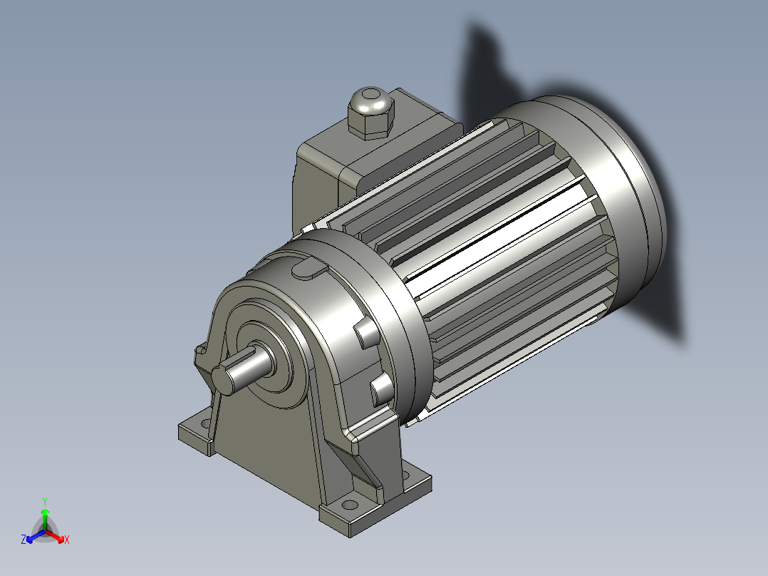 GH卧式附三相单相铝壳刹车缩框型齿轮减速马达GH-18-200W-50-A-G1-LT-HO正等轴测图