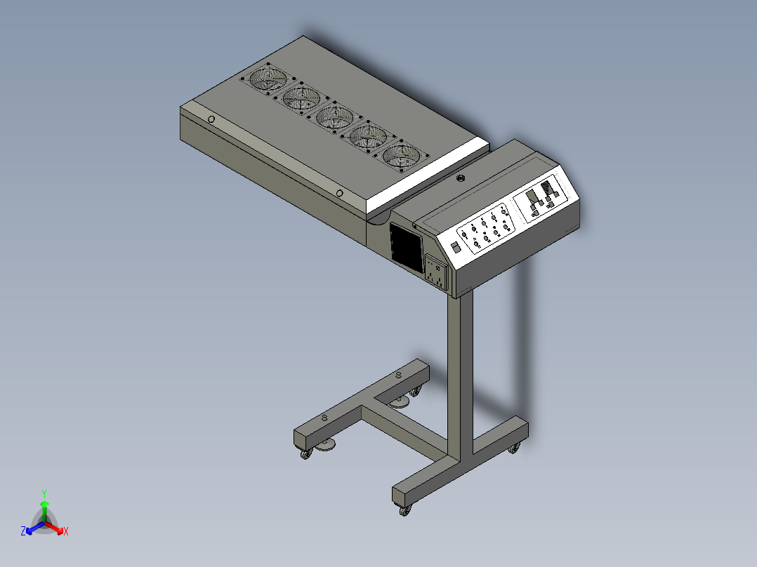 丝网印染服装用的小型闪烘机正等轴测图