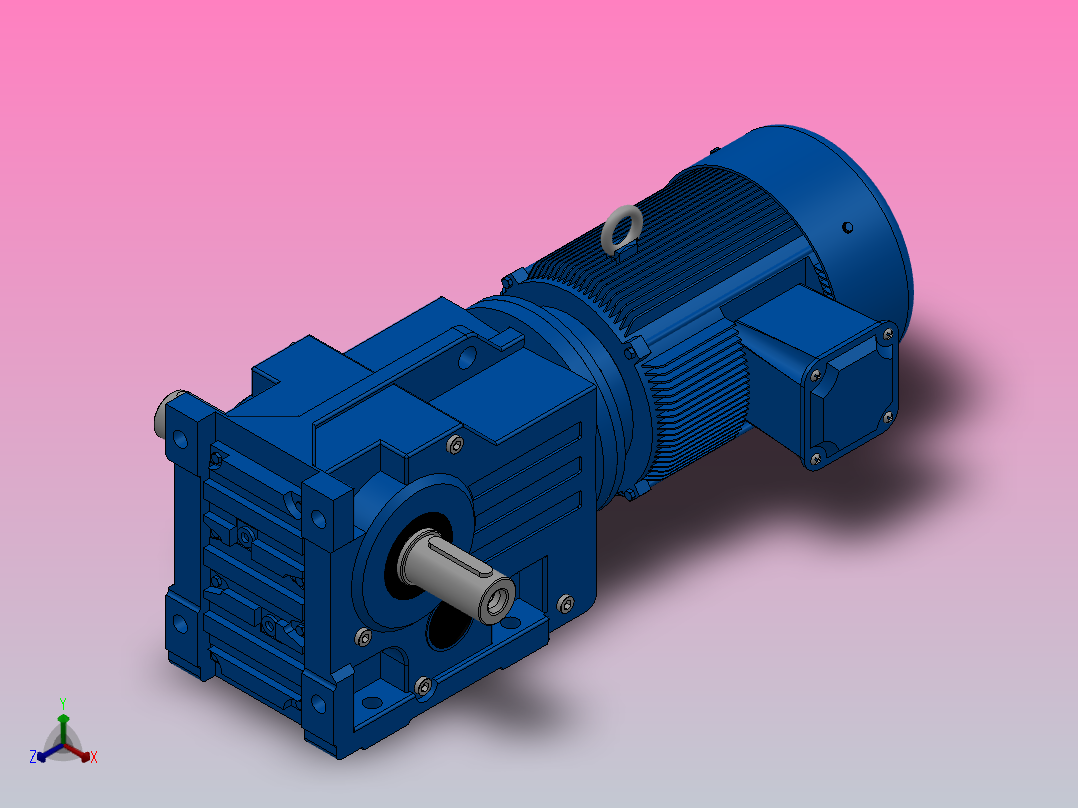 K57底脚轴伸式安装螺旋锥齿轮减速机K57-Y0.55-4P-76.56-M1-0°-A+B主视图