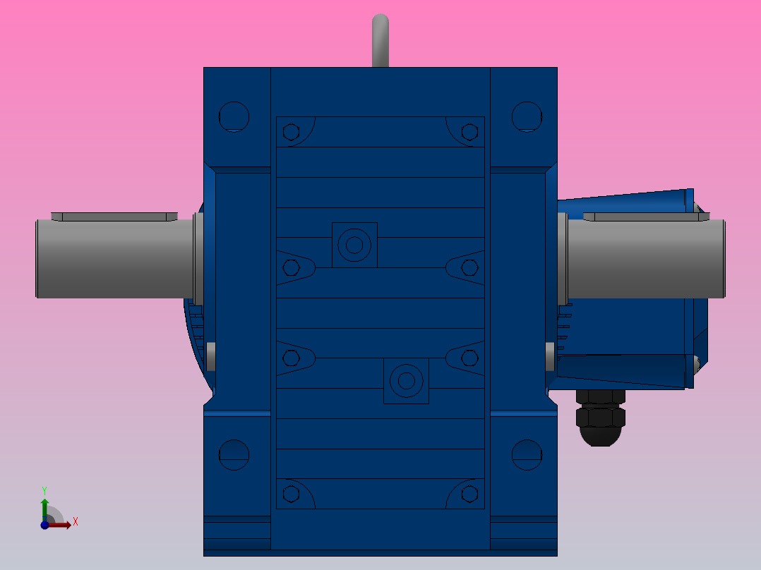 K57底脚轴伸式安装螺旋锥齿轮减速机K57-Y0.55-4P-76.56-M1-0°-A+B前视图